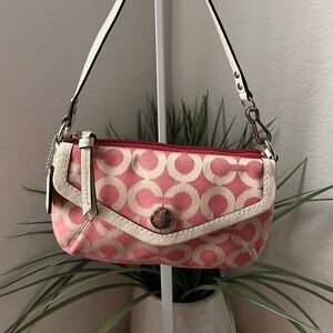COACH Y2K Rare Pink/White Op Art Wristlet/Mini Hand Bag